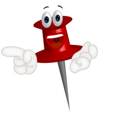 Funny corkboard pin cartoon illustration