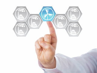 Blue Wind Power Icon Selected Among Grey Factories