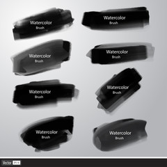 Watercolor brush strokes. Vector set.