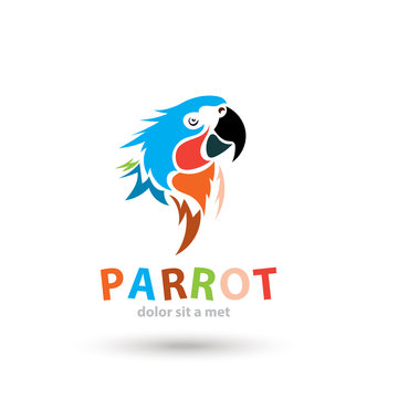 Stylized parrot logo icon. Creative colorful design animal.