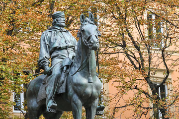 Fototapeta premium Equestrian statue of Giuseppe Garibaldi in Bologna. Italy