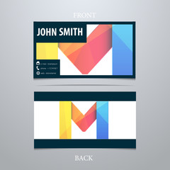 Vector creative business card template, letter M. 