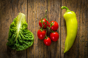 bunch of vegetables on wooden table