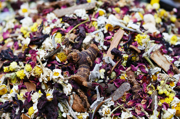 Herbal tea with dried flowers