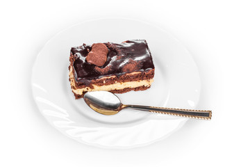 Cake on a white plate.