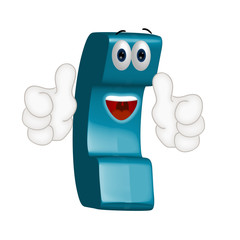 Funny Cartoon Phone Handset Illustration Comic