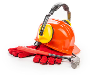 Fototapeta premium Hard hat with tools.