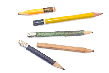 Used wooden pencil isolated on white