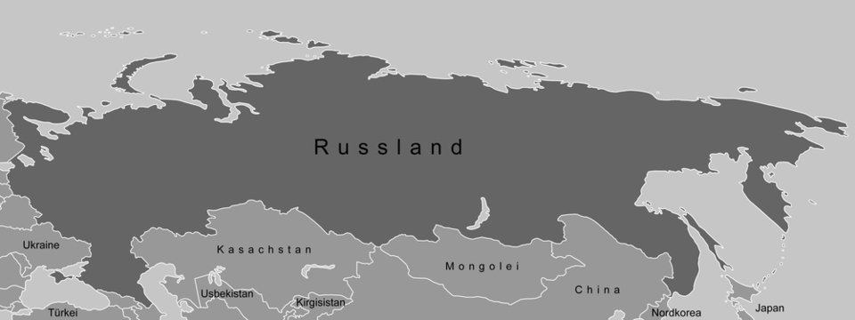 Russland - Karte in Grau