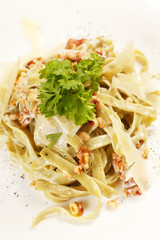 pasta with cream cheese and cedar nuts