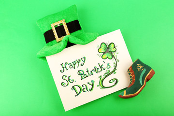 Greeting card for Saint Patrick's Day with leprechaun hat