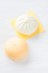 Traditional chinese cuisine steamed bun  on white background