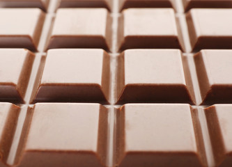 Milk chocolate bar close up