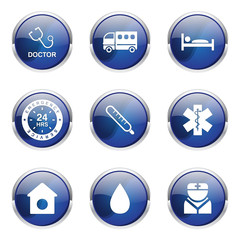 Hospital Health Blue Vector Button Icon Design Set 2