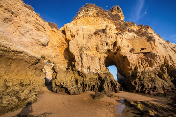 rock formations on the coast, the province of Algarve, Portugal