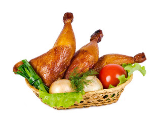 куриные ножки. chicken legs on a white background smoked