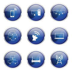 Telecom Communication Blue Vector Button Icon Design Set 2