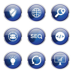 SEO Internet Sign Blue Vector Button Icon Design Set 2