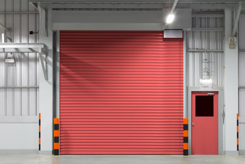 Roller door or roller shutter. Also called security door. Automatic operation with electric motor....