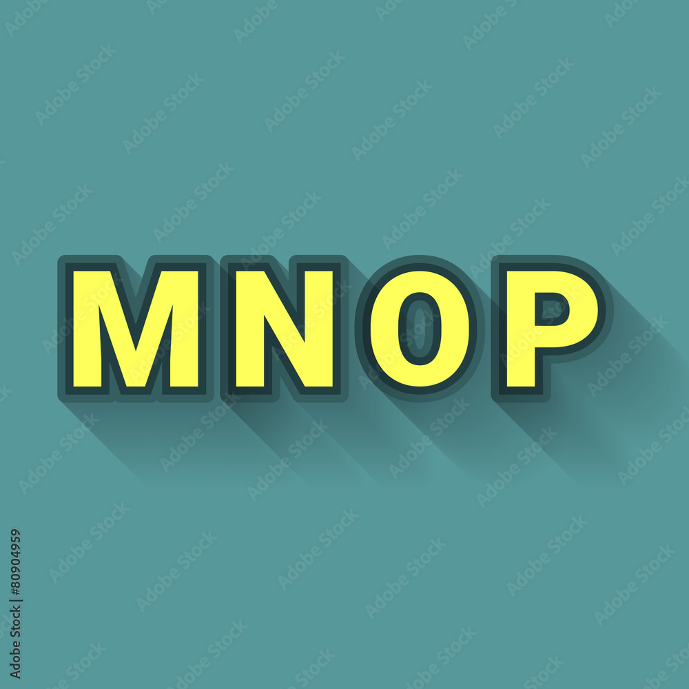 Wall mural M N O P - Colorful Outlined Alphabet with Long Shadow