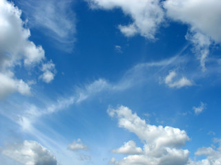 Fototapeta na wymiar Blue sky with fleecy and cumulus clouds