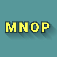 M N O P - Colorful Outlined Alphabet with Long Shadow