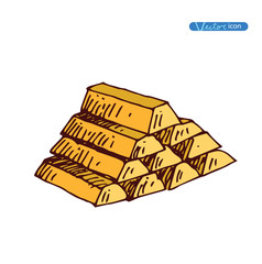Gold Bars icon, Hand drawn vector illustration.