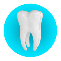 Healthy tooth on a blue lace and white background