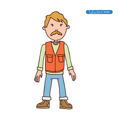Fototapeta premium Man Adventurer explorer cartoon. vector illustration.