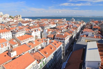 Fototapeta na wymiar View to the part of Lisbon, capital of Portugal