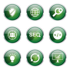 SEO Internet Sign Green Vector Button Icon Design Set 2