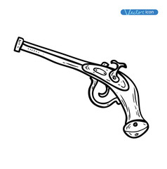 Pirate Gun icon hand drawn vector illustration.