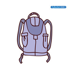 Backpack hand drawn vector illustration.
