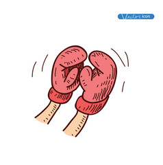 Boxing glove icon, Hand drawn vector illustration.