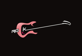 Rock guitar cute logo vector