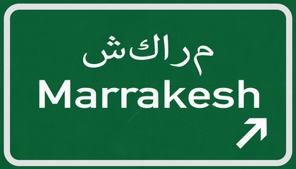 Marrakesh Morocco Highway Road Sign