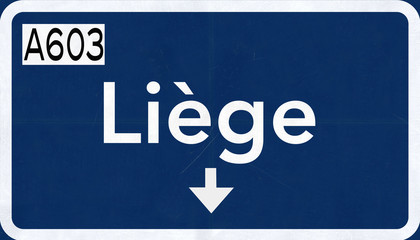 Liege Belgium Highway Road Sign