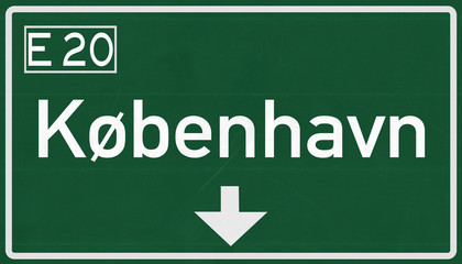 Naklejka premium Kobenhavn Denmark Highway Road Sign