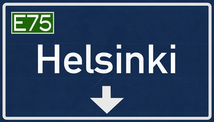 Helsinki Finland Highway Road Sign