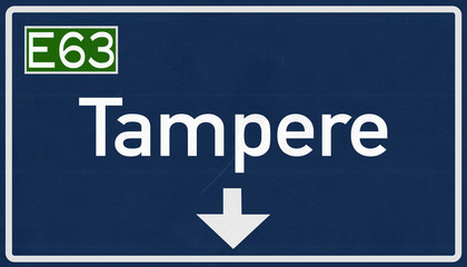 Naklejka premium Tampere Finland Highway Road Sign