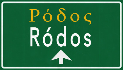 Rodos Greece Highway Road Sign