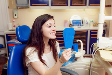 Woman patient at dentist consultation