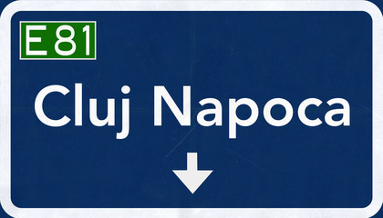 Cluj Napoca Romania Highway Road Sign