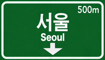 Fototapeta premium Seoul South Korea Highway Road Sign