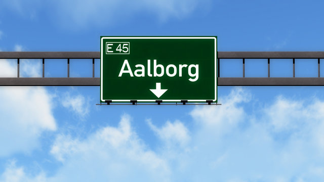 Aalborg Denmark Highway Road Sign