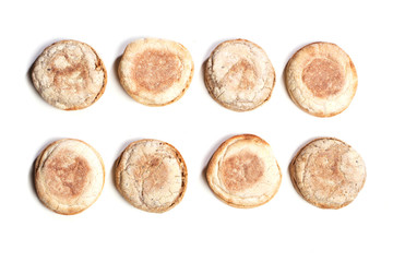 Rows of baked Italian bread rolls