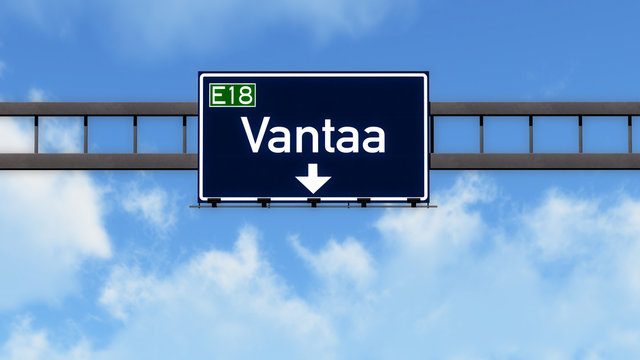 Vantaa Finland Highway Road Sign