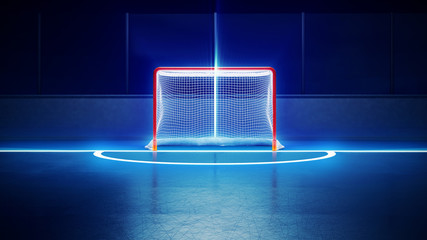 hockey ice rink and goal - 80911776