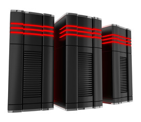 Powerful computer servers isolated on white