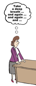 Cartoon of angry businesswoman.